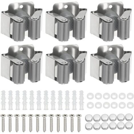 6 Pièces Porte Balai Mural, Porte Outils Mural, Support De Vadrouille, pour Salle De Bain Cuisine Bureau Placard Jardin Garage (1/4)