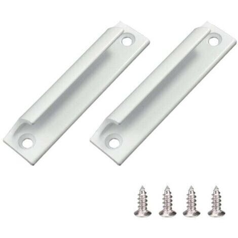 Poignée coulissante pour porte-fenêtre, meuble et tiroir en alliage d'aluminium - 2 pièces avec vis - Blanc - Matériel de quincaillerie pour fenêtres - OUYLAF (1/4)