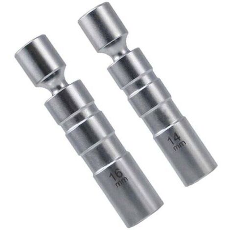 Douille bougie 14mm / clé à bougie 16mm, 2 pièces de clé à bougie, outil spécial pour automobiles, douille à bougie pivotante à paroi mince 12 pans 3/8 pouces CR-V – OUYLAF (1/4)