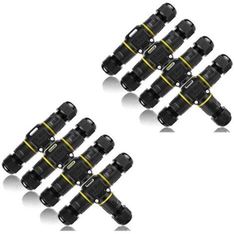 Connecteur étanche en T, 8 connecteurs de câble étanches IP68, boîte de jonction 3 voies, pour câbles de 3 à 12 mm de diamètre, OUYLAF (1/4)