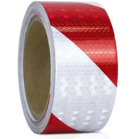 Bande Reflechissante Autocollante Rouge et Blanc Ruban Reflechissant Adhesif5mx5cm Haute Intensité Bande Réfléchissante pour véhicules, Camion, remorques de Nuit, Rappel de sécurité,OUYLAF (1/4)