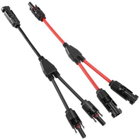 Solaire Panneau Câble Connecteur Professionnel (1 à 2 branches) Y Connecteurs Câble Solairede Panneau Solaire MMF + FFM Adaptateur Solaire 1 Paire,OUYLAF (1/4)