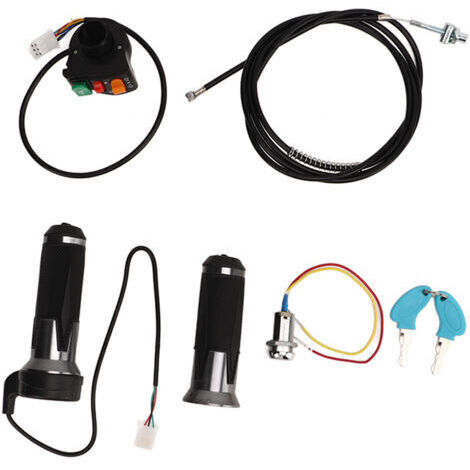 Kit de poignée d'accélérateur antidérapante, durite de frein à tambour, contacteur d'allumage et clé pour vélo électrique et scooter. (1/5)