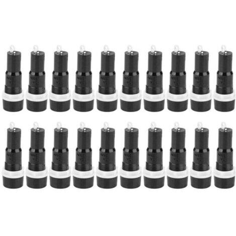 Porte-fusibles 20 pièces, porte-fusibles à montage sur panneau avec capuchon à vis - MF-527, boîtier de fusible 5 x 20 mm, boîtier de protection de fusible noir (1/4)