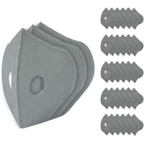 Lot de 30 filtres de rechange pour masque, tissu soufflé au charbon actif, filtre de rechange à 5 couches, réutilisable, masque anti-poussière respirant, adapté au travail du bois, taille universelle (1/4)