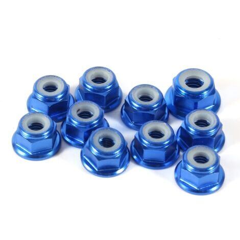 Lot de 10 écrous hexagonaux autobloquants M4 en aluminium avec insert nylon, bleu royal (1/5)