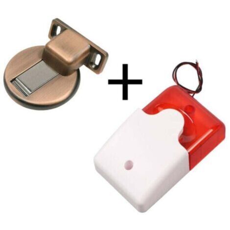 Sirène d'alarme sonore et lumineuse 220V, klaxon d'alarme anti-cambriolage à décibel élevé avec lumière clignotante LED pour magasin à domicile + 1 bouchon de porte (1/4)
