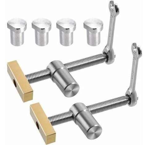 Lot de 2 serre-joints rapides pour établi, comprenant 4 pièces de butée d'établi à trou de 20 mm, une butée d'établi de positionnement DIY et une pince rapide à trou de 20 mm (1/4)