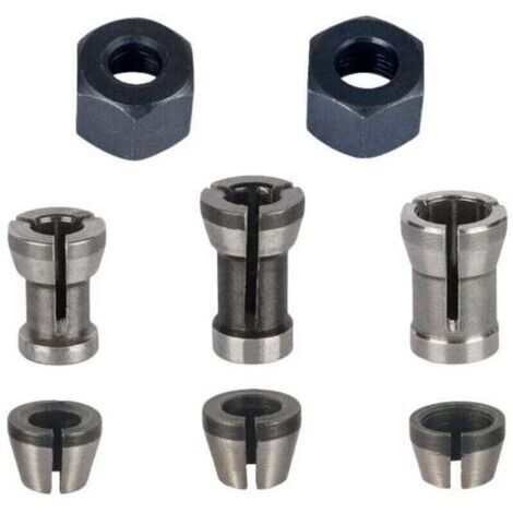 Mandrin de Fraiseuse - Lot de 8, Collet Mandrin Affleureuse (6 mm, 6.35 mm, 8 mm), Pince de Serrage Defonceuse (1/4)