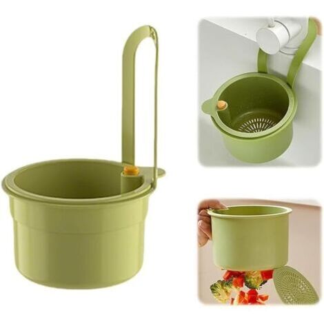 Passoire Cuisine Suspendue, 2025 Nouveau Passoire Evier Cuisine panier Égouttoir, Autonettoyante Vidange Rapide Filtre Déchets & Légumes pour Robinet Facile à Installer, Multifonction (Vert) (1/4)