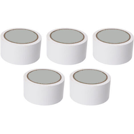 Lot de 5 bandes adhésives de marquage au sol de 5 cm de large, idéales pour tracer des lignes sur les terrains de compétition, gymnases, courts de basketball, de volleyball et de tennis (blanc). (1/5)