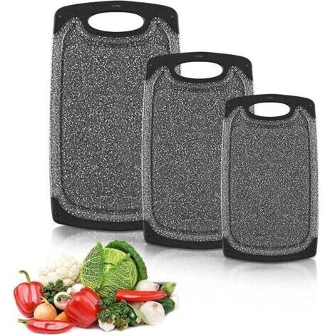 Lot de 3 Planches à découper,Alimentaires PP-Matériel,Planche à Découper de Cuisine, Antidérapante et Antibactérienne pour Viande,Légumes,Fruits (1/4)