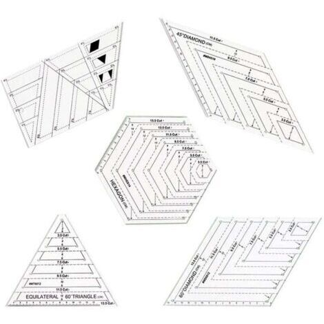 5 Pièces Transparentes Couture Règle, Règle Coudre Bricolage, Règles de Matelassage, Échelle Précise et Caractères Clairs, pour Outils de Couture, Rapiéçage, Bordure, Reliure (1/4)