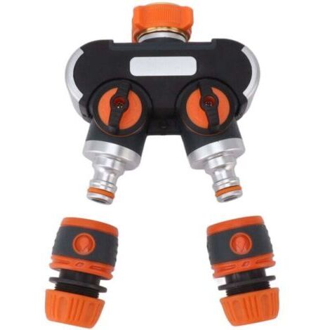 Adaptateur séparateur de robinet 1 en 2 sorties, séparateur de tuyau haute pression à 2 voies pour le nettoyage des véhicules, le jardinage extérieur (1/4)