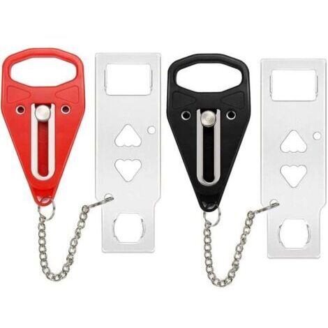 Lot de 2 serrures de porte portables supplémentaires pour plus d'intimité et de sécurité à la maison, à l'hôtel et en appartement, empêchant les entrées non autorisées (1/4)