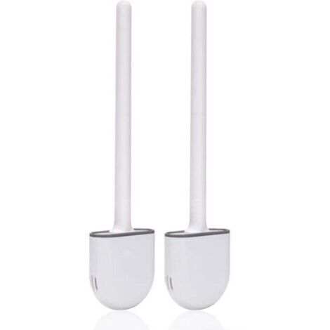 Brosse Toilette Silicone,(2 pièces) Brosse Toilettes WC,Brosse WC Silicone et SupportsAvec des Poils Doux et Une Poignée Antidérapante Brosse Toilette Silicone Nettoyage Rapides Brosse WC Suspe (1/4)