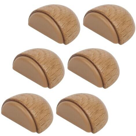 Lot de 6 Butée de Portes - Arrêt de Porte Adhesive en Bois pour Sol et Parquet – Stop Porte Adhésif - Butoir de Porte (Chêne Natur (1/5)