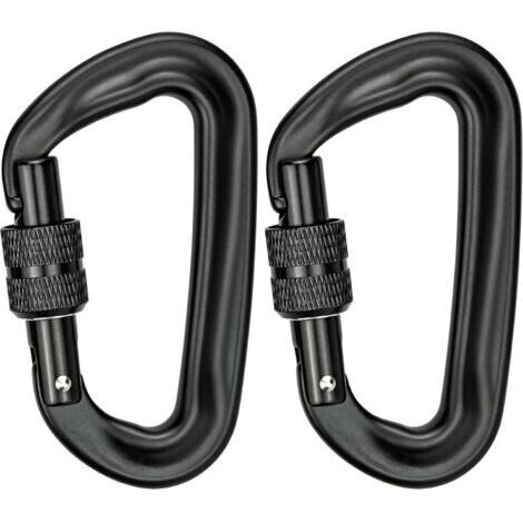 2Pcs Mousqueton Escalade 12KN (1200KG) Robustes Mousqueton Aluminium Mousqueton à Verrouillage en Forme de D pour Hamacs Balançoire de Yoga Camping Porte-clés Chiens de Serrure (1/5)
