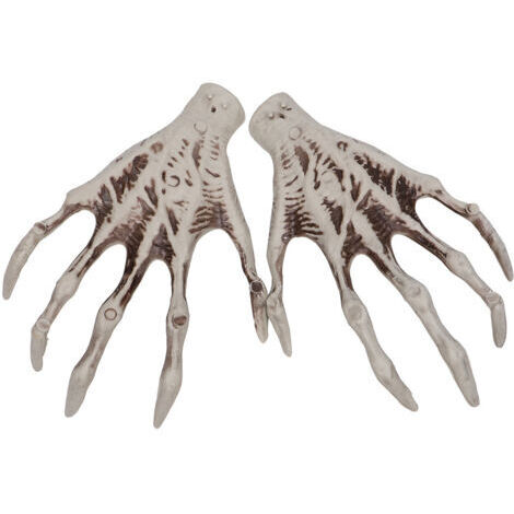 Squelette de sorcière d'Halloween - 1 paire de mains réalistes en plastique effrayantes pour décoration d'Halloween (1/5)