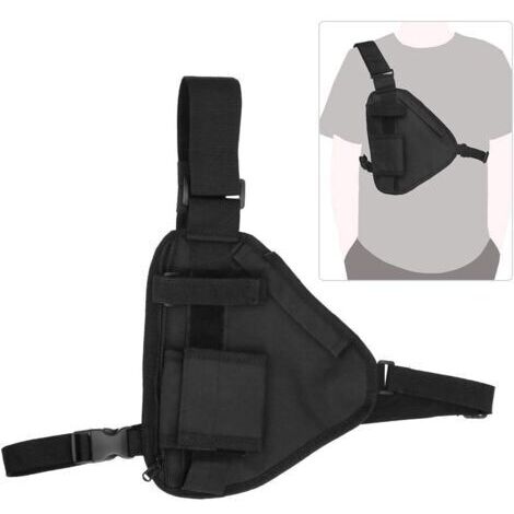 Sac de Talkie-walkie, 10,2x6,69 Pouces Pochette Radio Bidirectionnelle Portable Talkie-walkie Gilet Sac de Poitrine Pochette Noire avec Sangle Réglable Radios Bidirectionnelles Étui de Transport Porte (1/5)