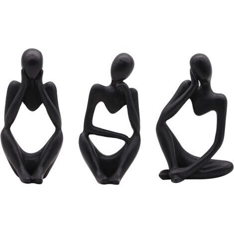La Statue du penseur, 3 Pièces Sculpture Abstraite Résine Mini Penseur Sculpture Ornements Ensemble à la Main Abstraite penseur Sculpture Moderne Fine Art Figure pour Bureau à Domicile décoration (1/5)