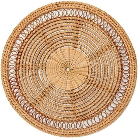 Tenture murale en rotin tissé naturel – Décoration murale artisanale – 30cm de diamètre – Écologique et facile à nettoyer (1/5)