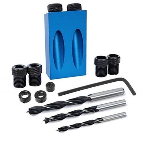 Kit de perçage d’angle 15 degrés pour le bois avec guide gabarit mèches et trous 6/8/10 mm (1/5)