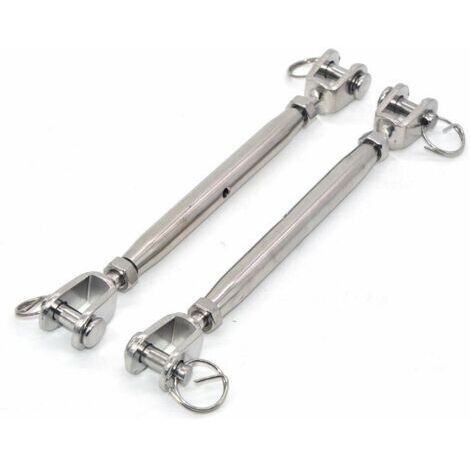 Lot de 2 tendeurs à mâchoires M8 en acier inoxydable 304 avec fermoir magnétique,tendeur de câble en acier inoxydable, tendeur fil avec embouts soudés et fermés,Vis de fermeture en inox Tendeur de boul (1/5)