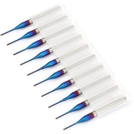 10pcs Cône Fraise en Carbure de Tungstène Bleu Enduit Fraises en Bout pour Machine de Gravure Carte de Circuit Imprimé SCM (0.8mm) (1/5)