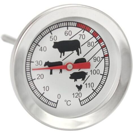 Thermomètre à rôtir en acier inoxydable - thermomètre à viande analogique jusqu'à 120 ° C - thermomètre pour barbecue - aiguille à viande (1/3)