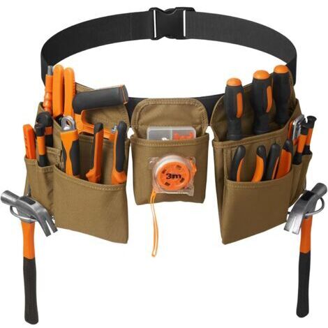 19 Poches Ceinture Porte Outil Bricolage Réglable Ceinture Pratique,Sacoche Outils Kaki (1/5)