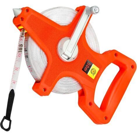 50 Mètres dArpenteur, Mètre Ruban en Fibre de Verre Double Face, Orange (1/5)