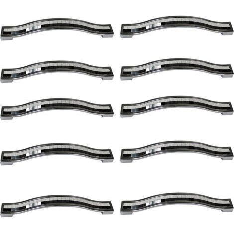Lot de 10 poignées de tiroir en alliage strass cristal pour commode armoire de cuisine placard, noir et blanc, 128MM-10PCS (1/4)