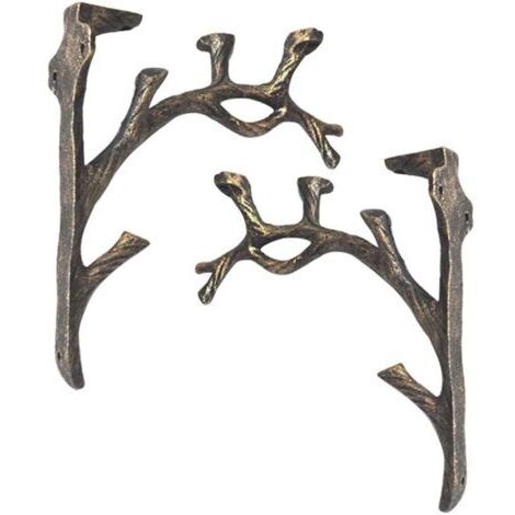 Supports d'étagère Vintage (2 pièces), Fonte, Forme de Branche Équerre Étagère, Faire l'ancien Artisanat, Support de Triangle décoratif créatif, Étagère à Livres Murale, Support de Fleurs (1/5)