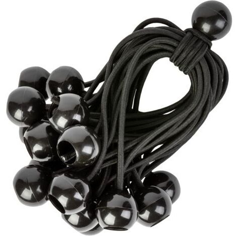 Cordons Élastiques avec Boules - Lot de 25 x 15 cm Tendeurs Universels avec Attaches - Sangle Elastique Résistant Parfaite pour le Camping, les Bagages & Bâches - Noir (1/5)