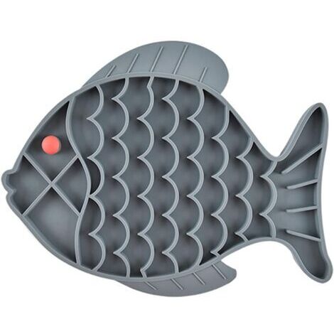 Gamelle dalimentation Lente, gamelle Chat Anti glouton, 1 pièces gamelle Anti-glouton, Fabriqué en Silicone sûr, Non Toxique, Anti-étouffement, pour Chats, Chiens (19 x 24,5cm, Gris) (1/5)