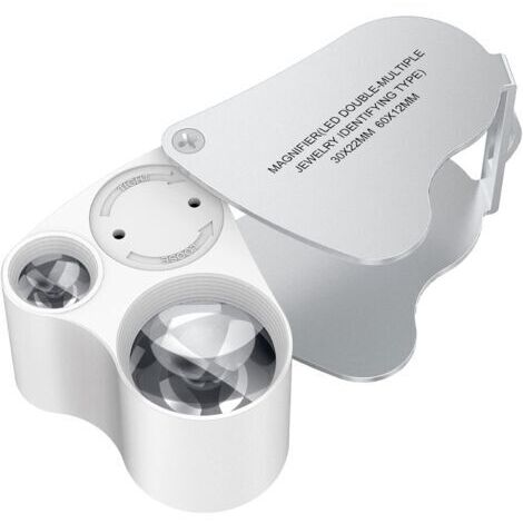 30 X 60 Loupe Bijoutier, LED Loupe Eclairante Horloger, Gemmes Bijoux Pierres Timbres Pieces Montres Loisirs Antiques ModèLes Poche Monocle Loupe Grossissante Verre 30 X 60 mm (1/5)