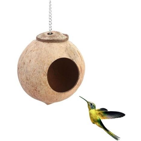 Maison/Lit/Cage en coquille de noix de coco naturelle pour animal domestique tel que perroquet, perruche, canari, pinson, pigeon, hamster, rat, gerbille, souris (1/5)