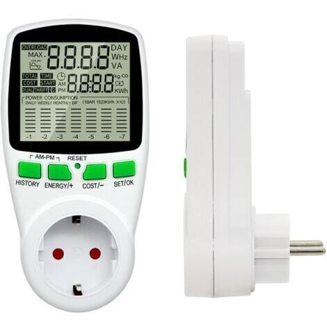 Wattmètre 230 V/16 A- Compteur de Consommation Électrique - Prise Contrôle Cout Consommation Electrique - Prise Compteur d'Énergie avec Grand Ecran LCD (1/5)