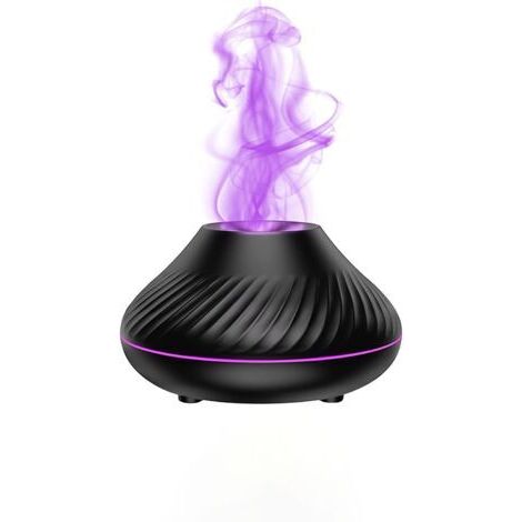 Diffuseur d'Huiles Essentielles,130ML USB Humidificateur Ultrasonique d'air Arôme Portable, Simulation de Flamme Diffuseur d'Arôme et Humidificateur, pour Chambre Spa Yoga Bureau (noir) (1/5)
