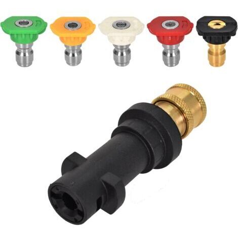 Adaptateur pour Nettoyeur Haute Pression,Kit d'Accessoires pour Nettoyeur, avec 5PCS Embouts de Buse à Plusieurs Degrés (1/5)