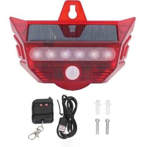 Alarme de lumière de sécurité solaire Voyant d'avertissement simulé à énergie solaire 4 modes Télécommande Capteur de mouvement Lumière solaire étanche Économie d'énergie Lampe clignotante pour extéri (1/5)