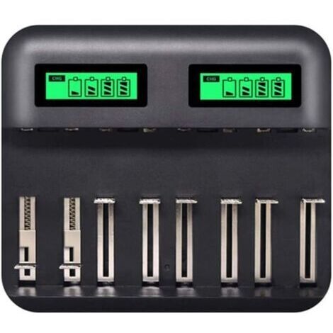 Chargeur de Piles Rapide Chargeur Intelligent avec Ecran LCD Claire Rétro-éclairé pour Piles Rechargeables AA/AAA (1/5)