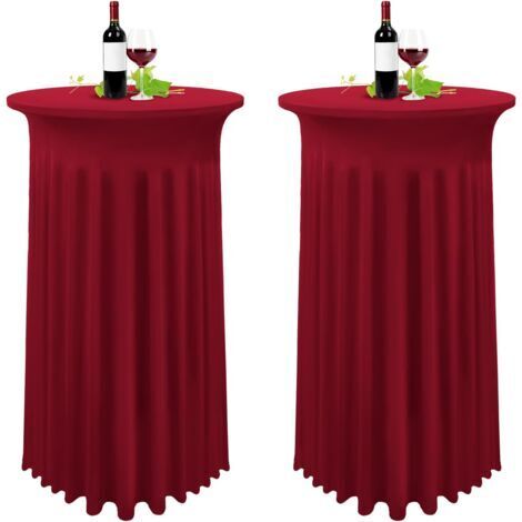 Lot de 2 nappes jupe plissée en élasthanne 80 x 110 cm – Couleur bourgogne – Protection contre poussière et éclaboussures (1/4)