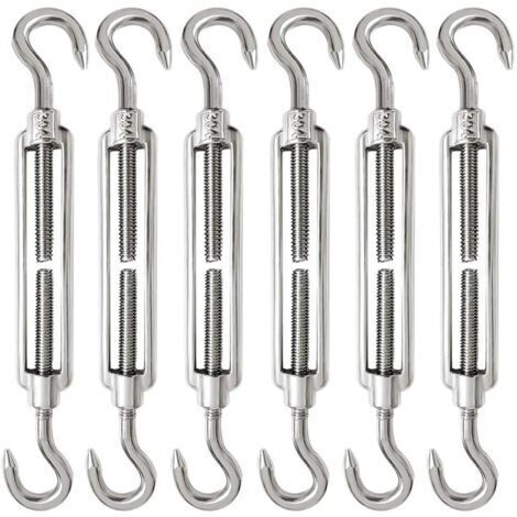 6 Pièces Tendeur Cable M6 Tendeur Cable Inox 304 Réglable Crochet de Ridoir et Crochet pour Tendeur de Fil Cable Acier Corde Crochet Tendeur (1/5)