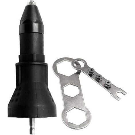 Pistolet à riveter électrique - Kit d'outils de perceuse et de rivetage - Accessoire adaptateur, noir (1/5)