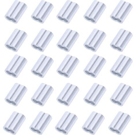 Lot de 25 pinces à sertir en aluminium - 6 mm - Pour câble en acier et caoutchouc (1/5)