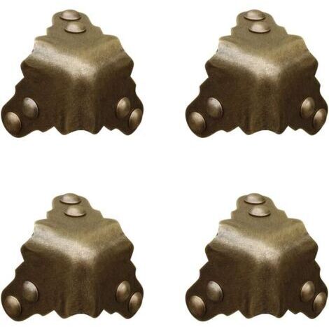 Lot de 4 protections d'angle vintage en laiton pur, pour bureau, boîte à bijoux, coffret cadeau, trois côtés (1/5)