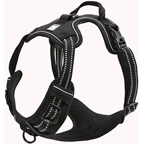 Harnais pour chien réfléchissant réglable dissuader tirer gilet pour animaux de compagnie Durable voiture Nylon TLH5651 chien laisse Husky (L) (1/4)