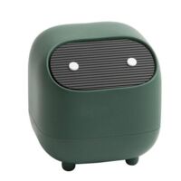 Petite poubelle mignonne poubelle de bureau ninja avec couvercle poubelle de voiture poubelle domestique poubelle de bureau (poubelle verte)